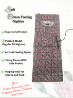 MANGAI Cotton Straight Zip Feeding Nighty |Post Pregnancy | Comfort and Style | Pleated Model | Soft Cotton Feeding Nighties (STF)