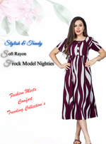 Rayon MAXI Length FROCK Model Nighties | Regular Sleeve's | Pleated Frock Style | Updated Collection's (FRK-H)