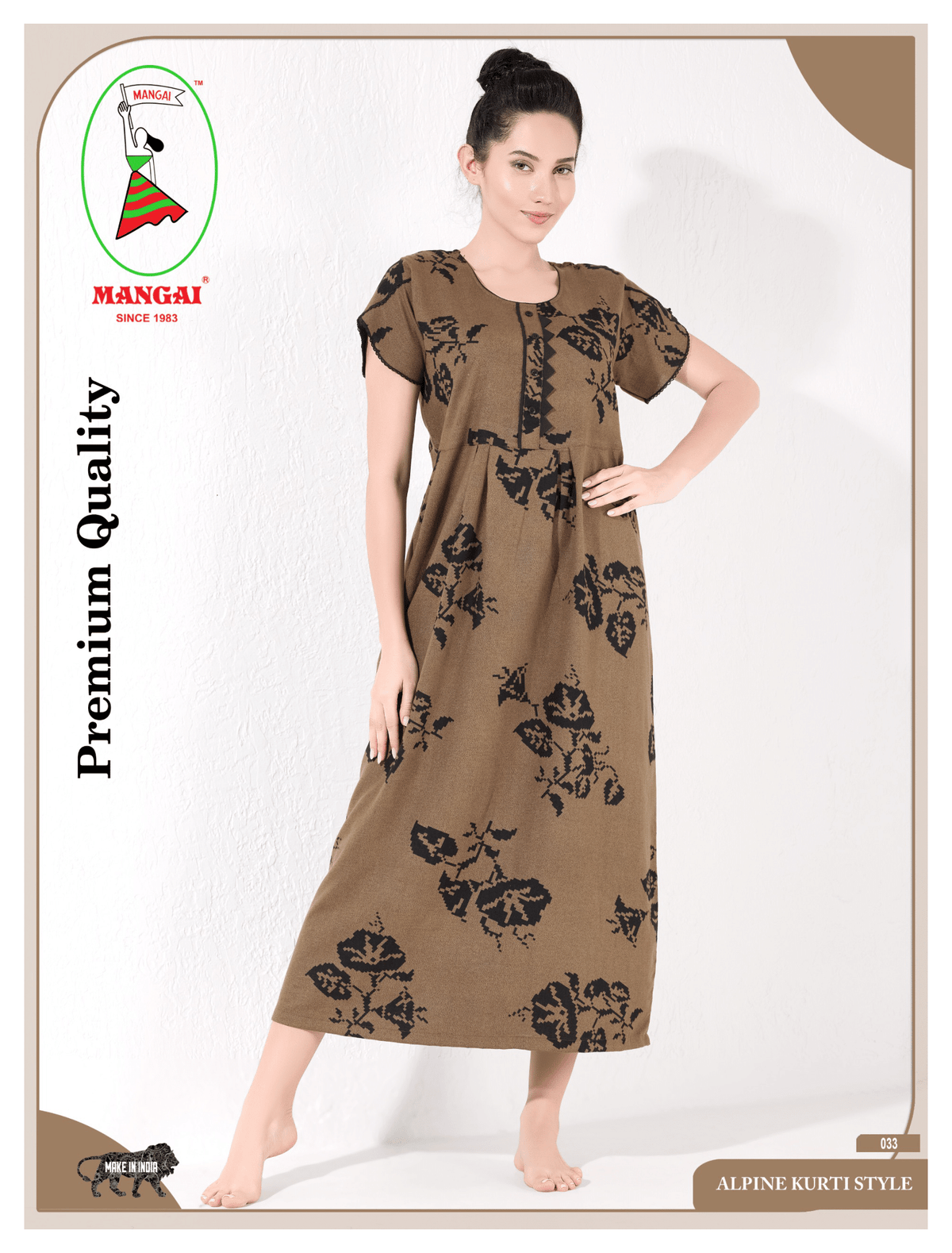 Alpine KURTHI Style Nighties| FancySleeve | Zipless Model | Updated Collection's for Stylish Women AK (H/S)
