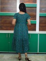 Rayon Circle Print Gathering Maxi with Side Pocket- Mangai Nighties