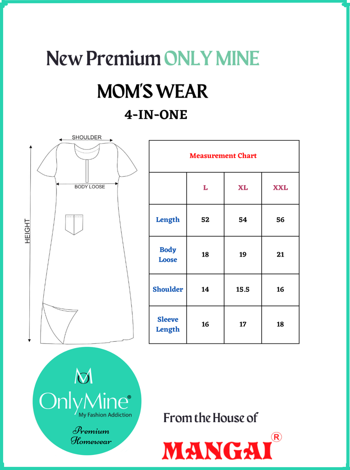 ONLY MINE 4-IN-ONE Mom's Wear - Premium Rayon Pregnancy Wear