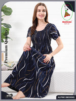 New Arrivals ALPINE Smokey Nighty | Beautiful Pleated Design | Side Pocket | Stylish Nighty for Trendy Women's | Your Perfect Nightwear Collection's (ALS)