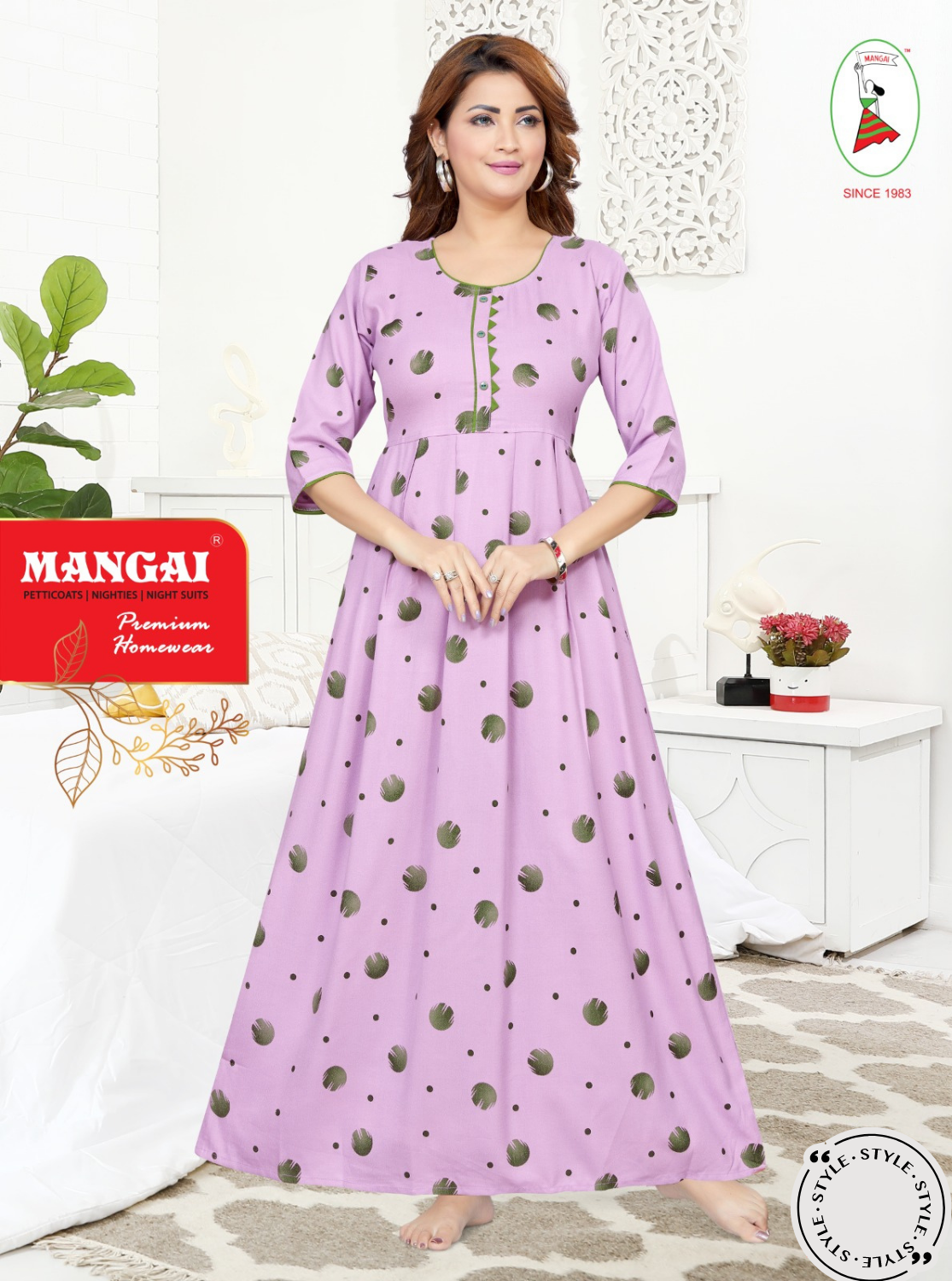 MANGAI Premium Alpine KURTI Style | Beautiful Stylish KURTI Model | Trendy Printed 3/4 Sleeve Night Wear