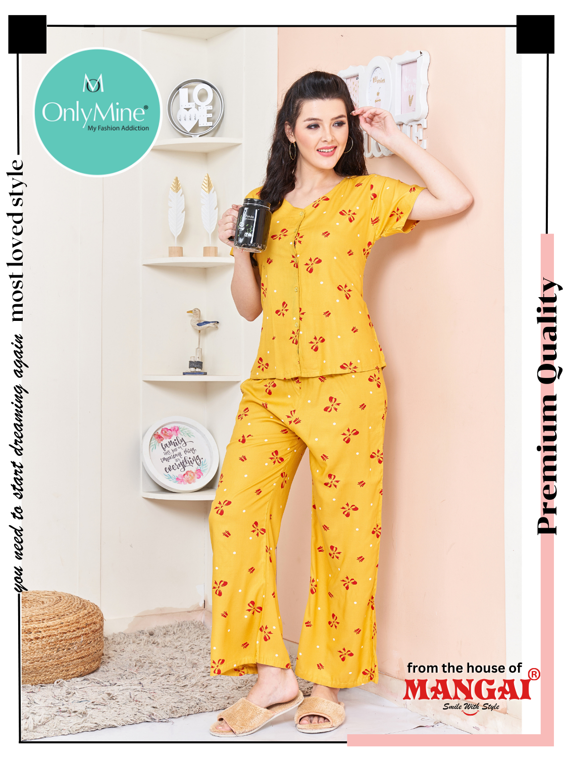 New Arrivals ONLY MINE Rayon Printed Top & Bottom Set Night Suits- Stylish Printed Top & Bottom Set for Trendy Women's