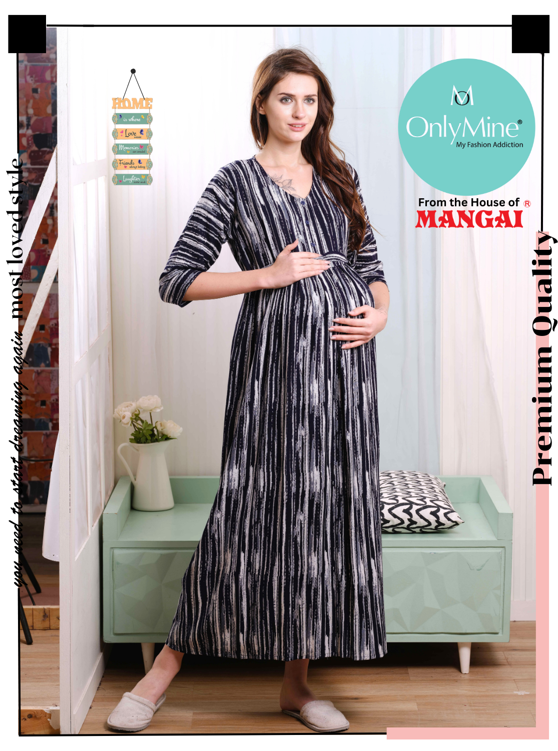 New ONLY MINE Premium 4-IN-ONE Mom's Wear - Soft & Smooth Rayon | Maternity | Feeding | Long Frock | Casual Wear for Pregnancy Women's