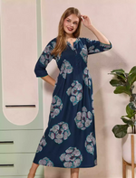 Floral Print Kurti Style Long Sleeve with Pocket – Mangai Nighties