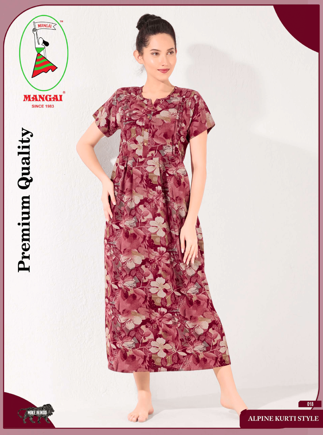 Alpine KURTHI Style Nighties| FancySleeve | Zipless Model | Updated Collection's for Stylish Women AK (H/S)