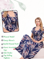 New Arrivals MANGAI Premium RAYON Smokey Nighty | Beautiful Pleated Design | Side Pocket | Stylish Nighty for Trendy Women's | Your Perfect Nightwear Collection's (RYS)