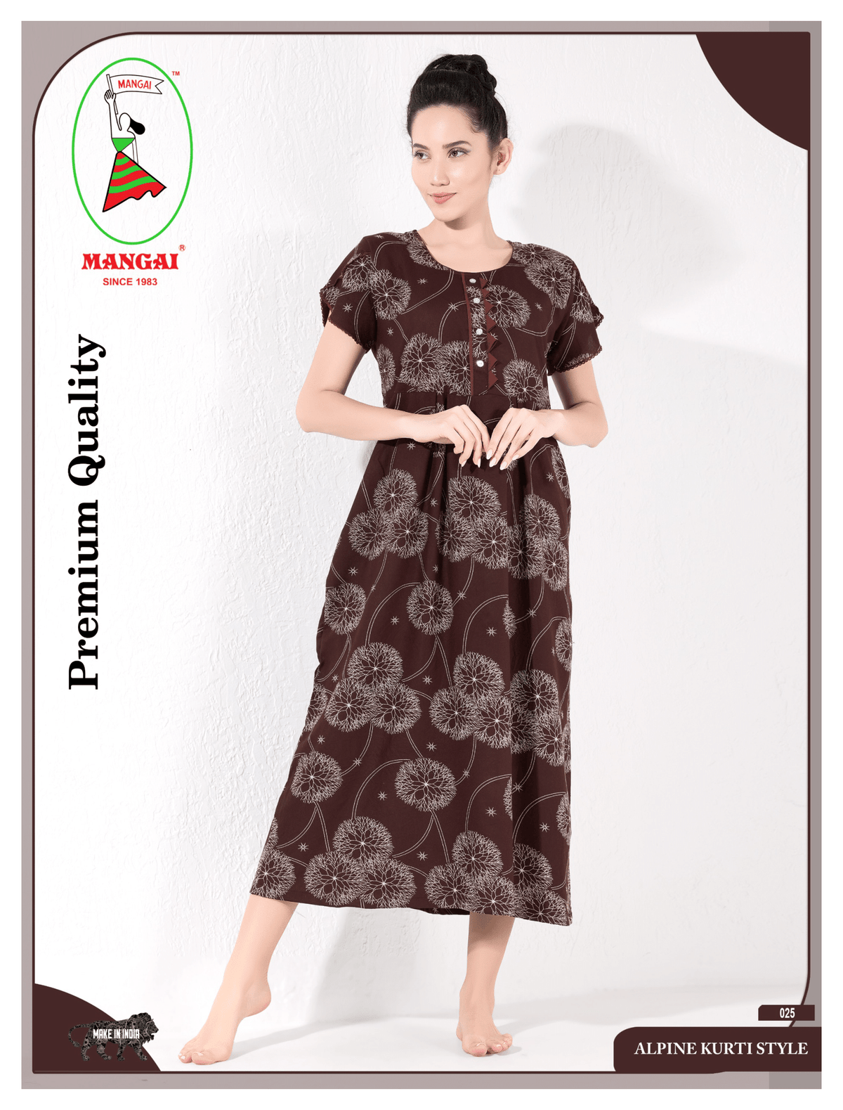 Alpine KURTHI Style Nighties| FancySleeve | Zipless Model | Updated Collection's for Stylish Women AK (H/S)
