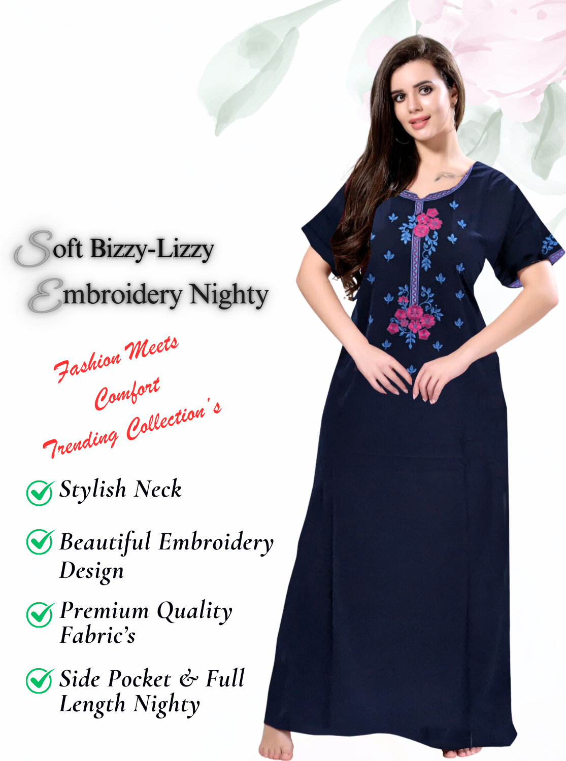 Stylish Embroidery Nightgown Online