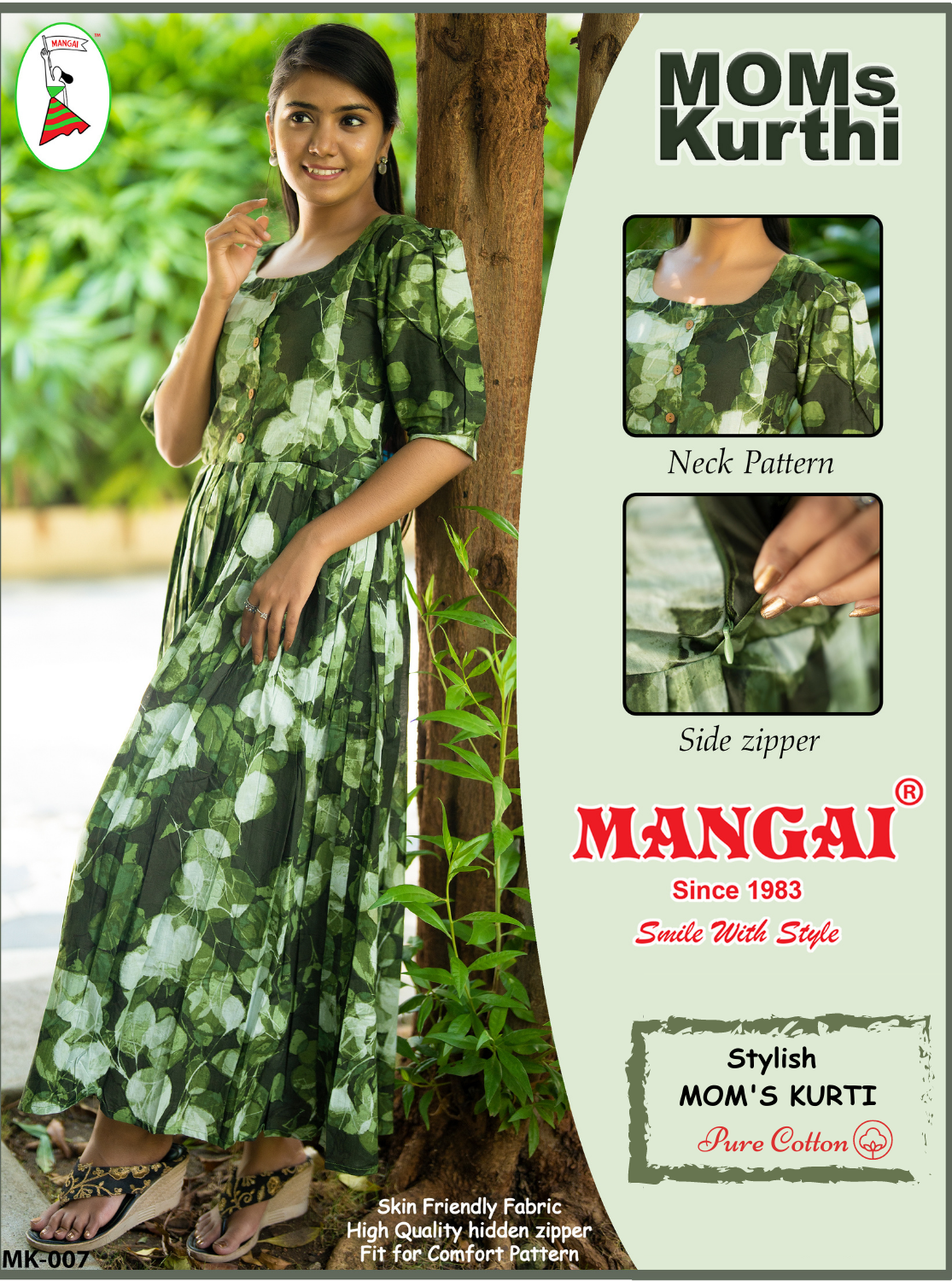 Updated Collection New MANGAI Premium Cotton Printed MOM'S KURTI - Umbrella Cut Stylish Mom's Kurti for Stylish Mom's | Feeding | Maternity | Casual Wear MOM'S KURTI