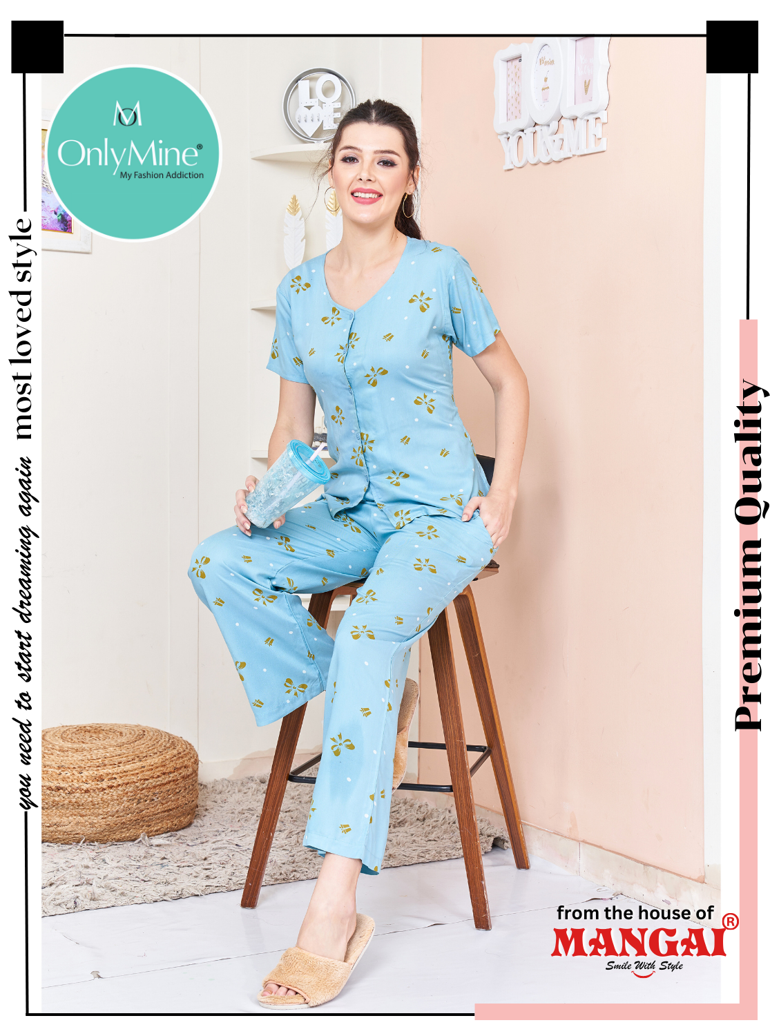 New Arrivals ONLY MINE Rayon Printed Top & Bottom Set Night Suits- Stylish Printed Top & Bottom Set for Trendy Women's