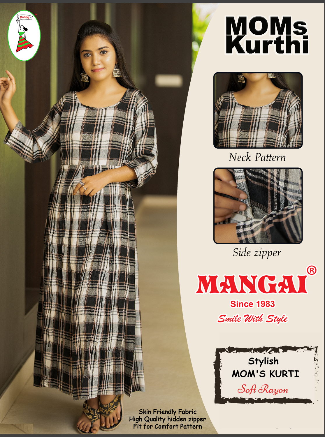 Special Arrivals MANGAI Premium Rayon Printed MOM'S KURTI - Umbrella Cut Stylish Mom's Kurti for Stylish Mom's | Feeding | Maternity | Casual Wear MOM'S KURTI