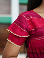 Rayon Stripe Print Gathering Maxi with Front Tie - Mangai Nighties