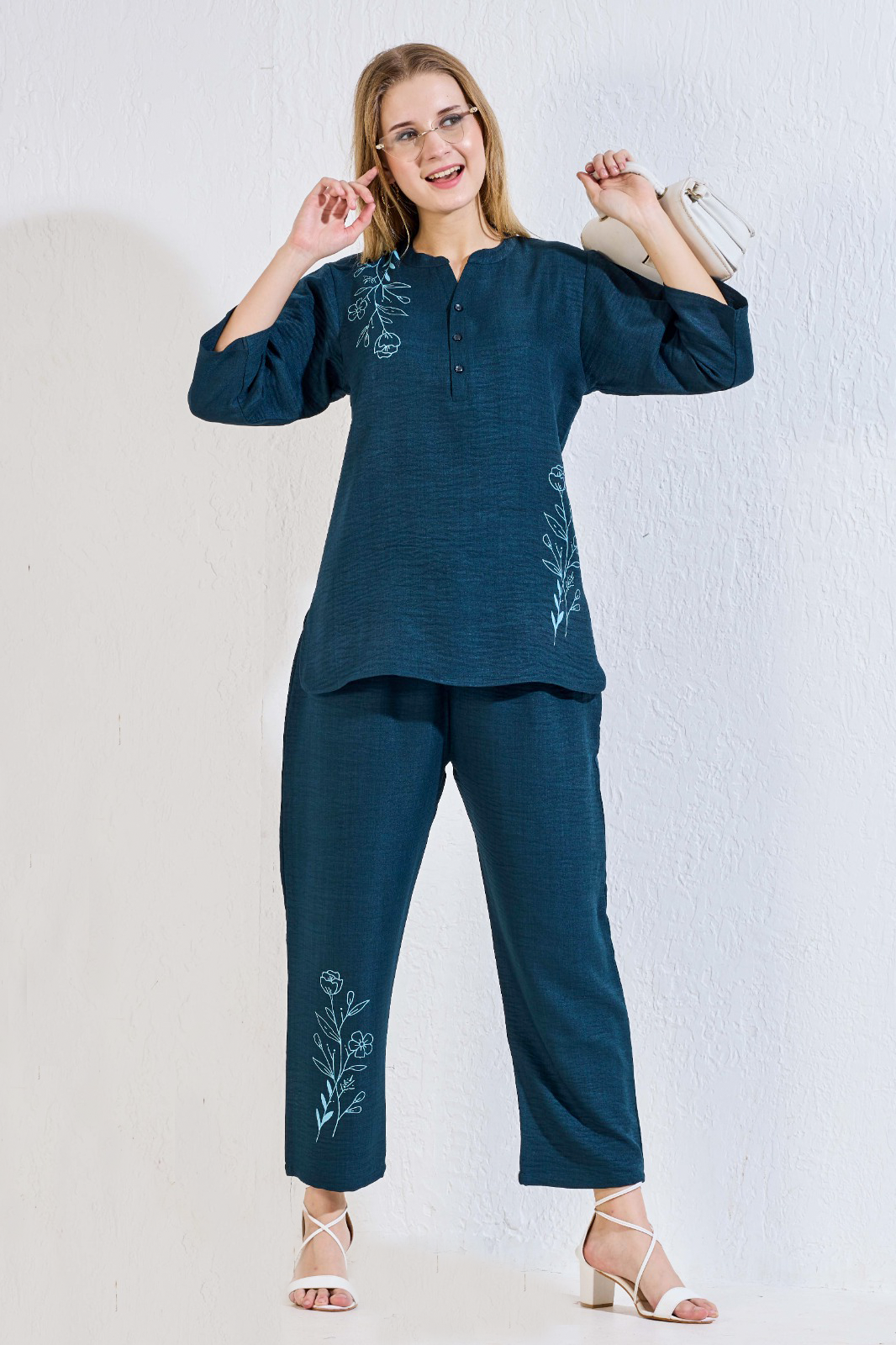 MANGAI Premium Cotton Printed Night Suits | Stylish Print's All Over | Top & Bottom Set | 3/4 Sleeve | Trendy Night Suits for Stylish Women's (MLNS)