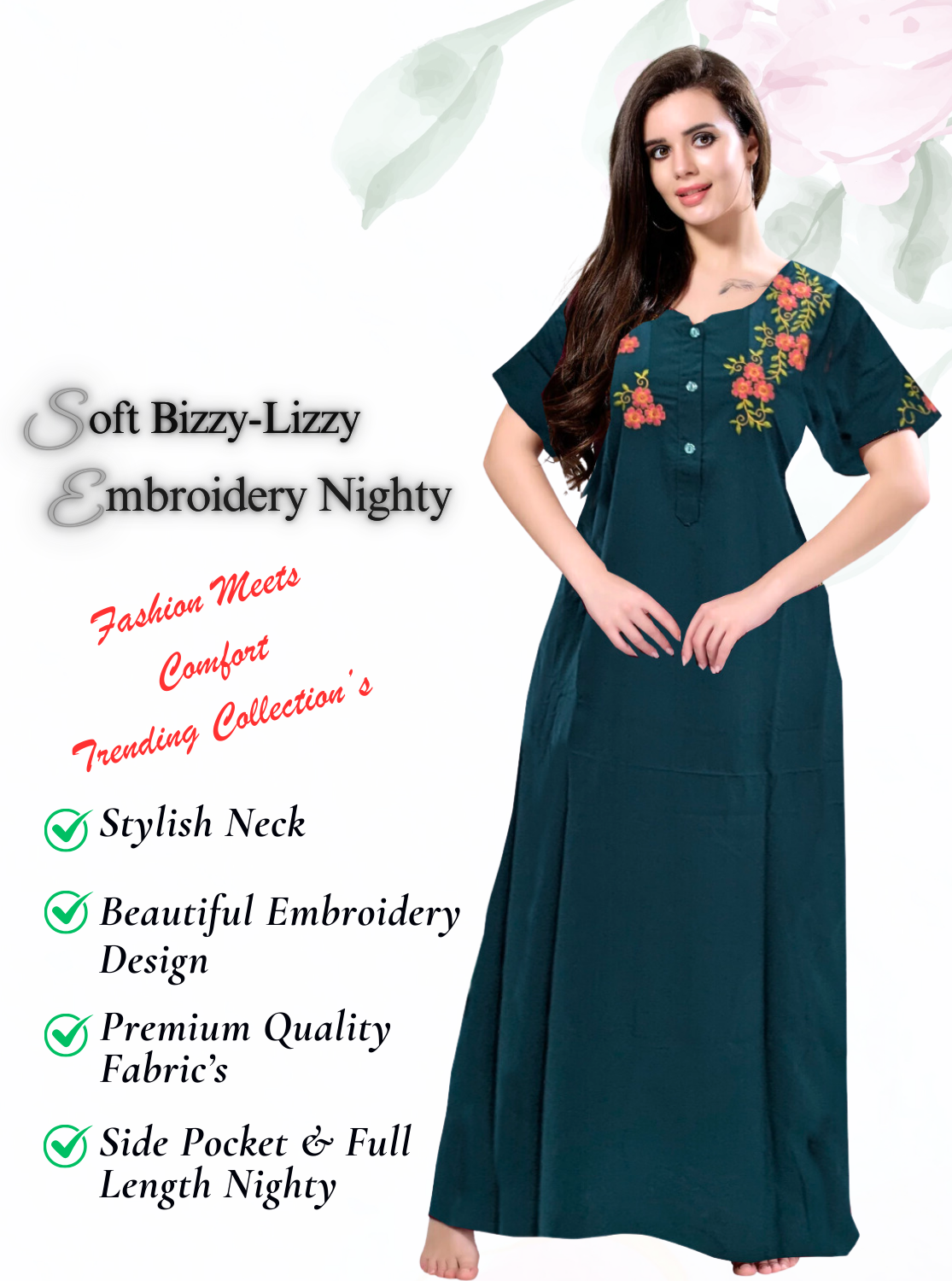 Stylish Embroidery Nightgown Online