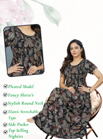 New Arrivals MANGAI Premium RAYON Smokey Nighty | Beautiful Pleated Design | Side Pocket | Stylish Nighty for Trendy Women's | Your Perfect Nightwear Collection's (RYS)