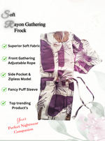 Stylish Arrivals Rayon Gathering Frock Model Night Gown's | Front Adjustable Gathering Style Rope Rope | Puff Sleeve | Trending Collection's for Stylish Women's (FKG)