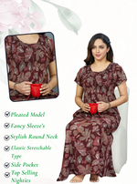 New Arrivals MANGAI Premium RAYON Smokey Nighty | Beautiful Pleated Design | Side Pocket | Stylish Nighty for Trendy Women's | Your Perfect Nightwear Collection's (RYS)