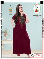 MANGAI Premium KARACHI Embroidery Nighties | Beautiful Embroidery Design's | Branded Quality | Half Sleeve | Regular Model | Stylish Nightdress for Women (KEM)