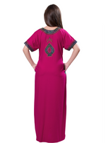 MANGAI Premium KARACHI Embroidery Nighties | Beautiful Embroidery Design's | Branded Quality | Half Sleeve | Regular Model | Stylish Nightdress for Women (KEM)