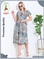 Rayon MAXI FROCK Model Nighties | Regular Sleeve's | Round Neck & Side Pocket | Pleated Frock MAXI Style | Trendy Collection's for Stylish Women's & Teenage Girl's (FRK-H)