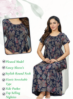 New Arrivals MANGAI Premium RAYON Smokey Nighty | Beautiful Pleated Design | Side Pocket | Stylish Nighty for Trendy Women's | Your Perfect Nightwear Collection's (RYS)