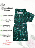 MANGAI Premium Cotton Printed Pleated Model Half Sleeve 3XL Size Nighties - Fancy Neck | With Side Pocket |Shrinkage Free Nighties | Trendy Collection's for Stylish Women's (3PZZ)