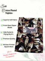 MANGAI Premium Cotton Printed Pleated Model Half Sleeve 3XL Size Nighties - Fancy Neck | With Side Pocket |Shrinkage Free Nighties | Trendy Collection's for Stylish Women's (3PZZ)