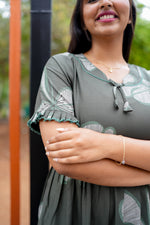 Mangai 3 Layer Flared Frock Model Nighties Soft and Smooth Premium Quality Rayon Material , Fancy Frilled Sleeve, Side Pocket , Back tie Rope , Stylish Collection's for Trendy Women's (MRK)