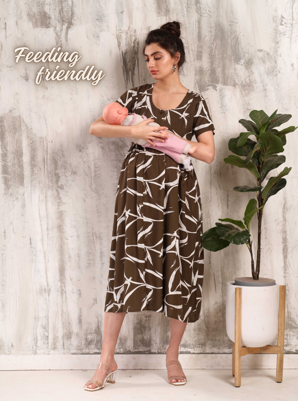 New Arrivals 4-IN-ONE MAXI Mom's Feeding & Casual Wear | Stylish Maxi Style | Invisible Feeding Zipper | Perfect Pre & Post Pregnancy Wear   (MAXI 4-IN-ONE)