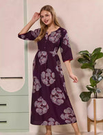 Floral Print Kurti Style Long Sleeve with Pocket – Mangai Nighties