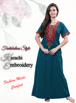 MANGAI Premium KARACHI Embroidery Nighties | Beautiful Embroidery Design's | Branded Quality | Half Sleeve | Regular Model | Stylish Nightdress for Women (KEM)