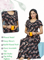 New Arrivals MANGAI Premium RAYON Smokey Nighty | Beautiful Pleated Design | Side Pocket | Stylish Nighty for Trendy Women's | Your Perfect Nightwear Collection's (RYS)