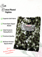 MANGAI Premium Cotton Printed Pleated Model Half Sleeve 3XL Size Nighties - Fancy Neck | With Side Pocket |Shrinkage Free Nighties | Trendy Collection's for Stylish Women's (3PZZ)