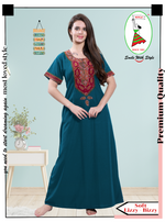 MANGAI Premium KARACHI Embroidery Nighties | Beautiful Embroidery Design's | Branded Quality | Half Sleeve | Regular Model | Stylish Nightdress for Women (KEM)