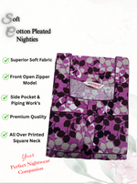 MANGAI Premium Cotton Printed Pleated Model Half Sleeve 3XL Size Nighties - Fancy Neck | With Side Pocket |Shrinkage Free Nighties | Trendy Collection's for Stylish Women's (3PZZ)