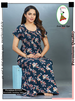 New Arrivals MANGAI Premium RAYON Smokey Nighty | Beautiful Pleated Design | Side Pocket | Stylish Nighty for Trendy Women's | Your Perfect Nightwear Collection's (RYS)