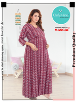 New ArrivalsONLY MINE Premium 4-IN-ONE Mom's Wear - Soft & Smooth Rayon | Maternity | Feeding | Long Frock | Casual Wear for Pregnancy Women's (4-IN-ONE-LFRK)