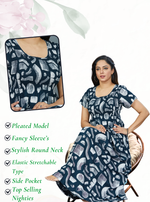 New Arrivals MANGAI Premium RAYON Smokey Nighty | Beautiful Pleated Design | Side Pocket | Stylish Nighty for Trendy Women's | Your Perfect Nightwear Collection's (RYS)