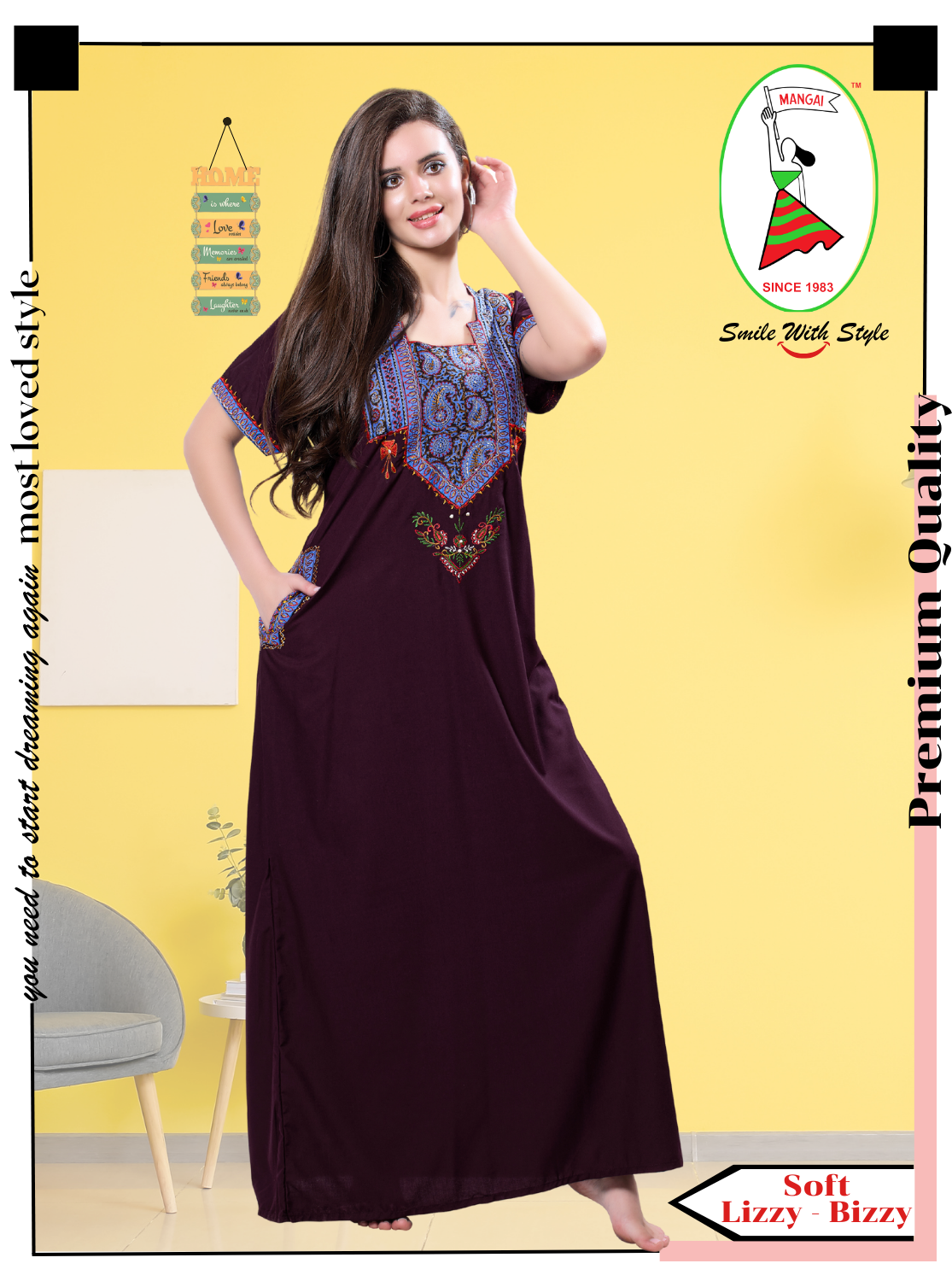 MANGAI Premium KARACHI Embroidery Nighties | Beautiful Embroidery Design's | Branded Quality | Half Sleeve | Regular Model | Stylish Nightdress for Women