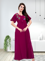 Stylish Embroidery Nightgown | Superior Quality Bizzy - Lizzy Nighty | Plain Pattern with Beautiful Embroidery Work's | Updated Collection's (CPL)