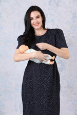 New HOSIERY Cotton Zipless Feeding Wear | Puff Sleeve with Round Neck | Flap Open Zipless Feeding wear for Pregnancy Women (MHG)