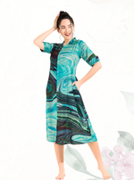 MANGAI Premium Rayon Collar MAXI Nighty for Women | Long Sleeve Stylish Nightwear for Women and Teenager | Perfect Stylish Nightwear (CM)