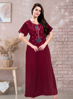 Stylish Embroidery Nightgown | Superior Quality Bizzy - Lizzy Nighty | Plain Pattern with Beautiful Embroidery Work's | Updated Collection's (CPL)