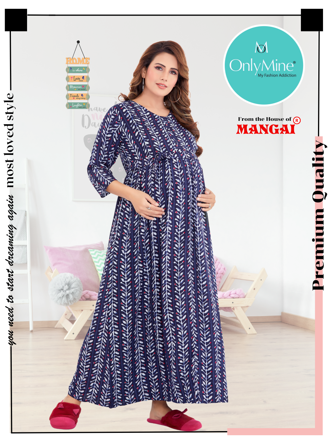 New ArrivalsONLY MINE Premium 4-IN-ONE Mom's Wear - Soft & Smooth Rayon | Maternity | Feeding | Long Frock | Casual Wear for Pregnancy Women's (4-IN-ONE-LFRK)