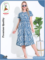 Rayon MAXI FROCK Model Nighties | Regular Sleeve's | Round Neck & Side Pocket | Pleated Frock MAXI Style | Trendy Collection's for Stylish Women's & Teenage Girl's (FRK-H)