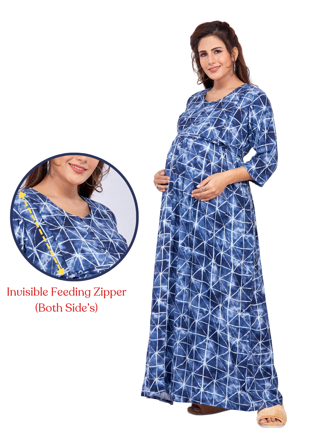 New Arrivals ONLY MINE Premium 4-IN-ONE Mom's Wear - Soft & Smooth Rayon | Maternity | Feeding | Long Frock | Casual Wear for Pregnancy Women's