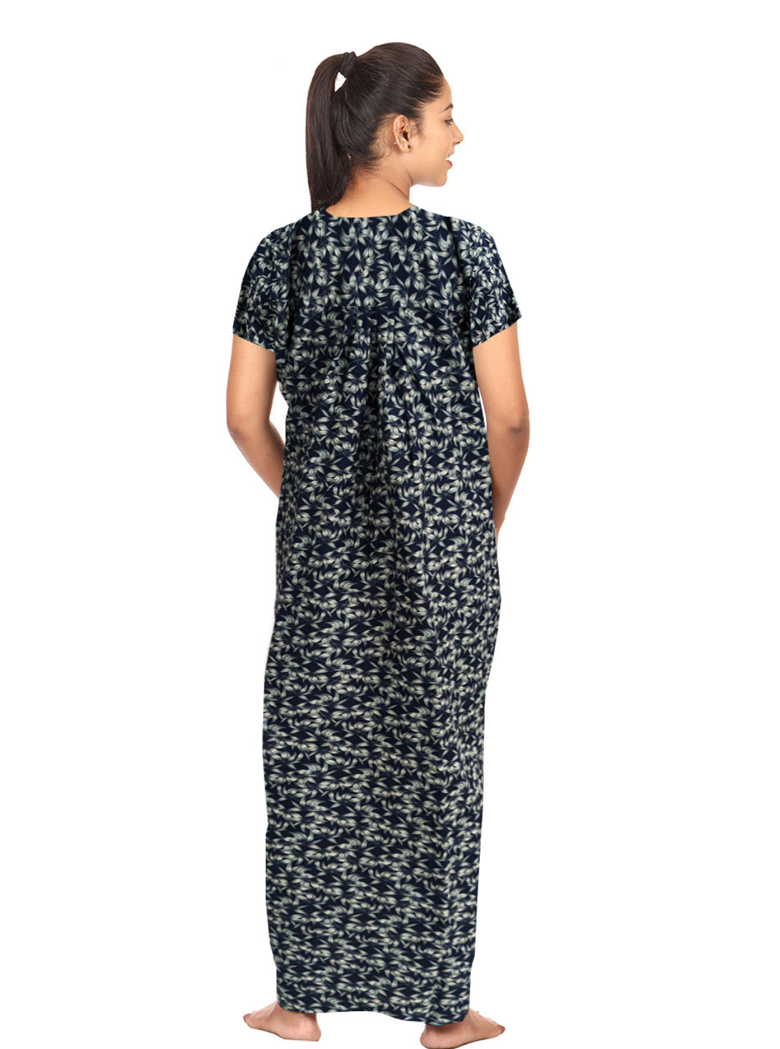 MANGAI Printed Cotton CHUDI CUT Model Nighties - Fancy Neck | With Side Pocket |Shrinkage Free Nighties | Stylish Collection's for Trendy Women's