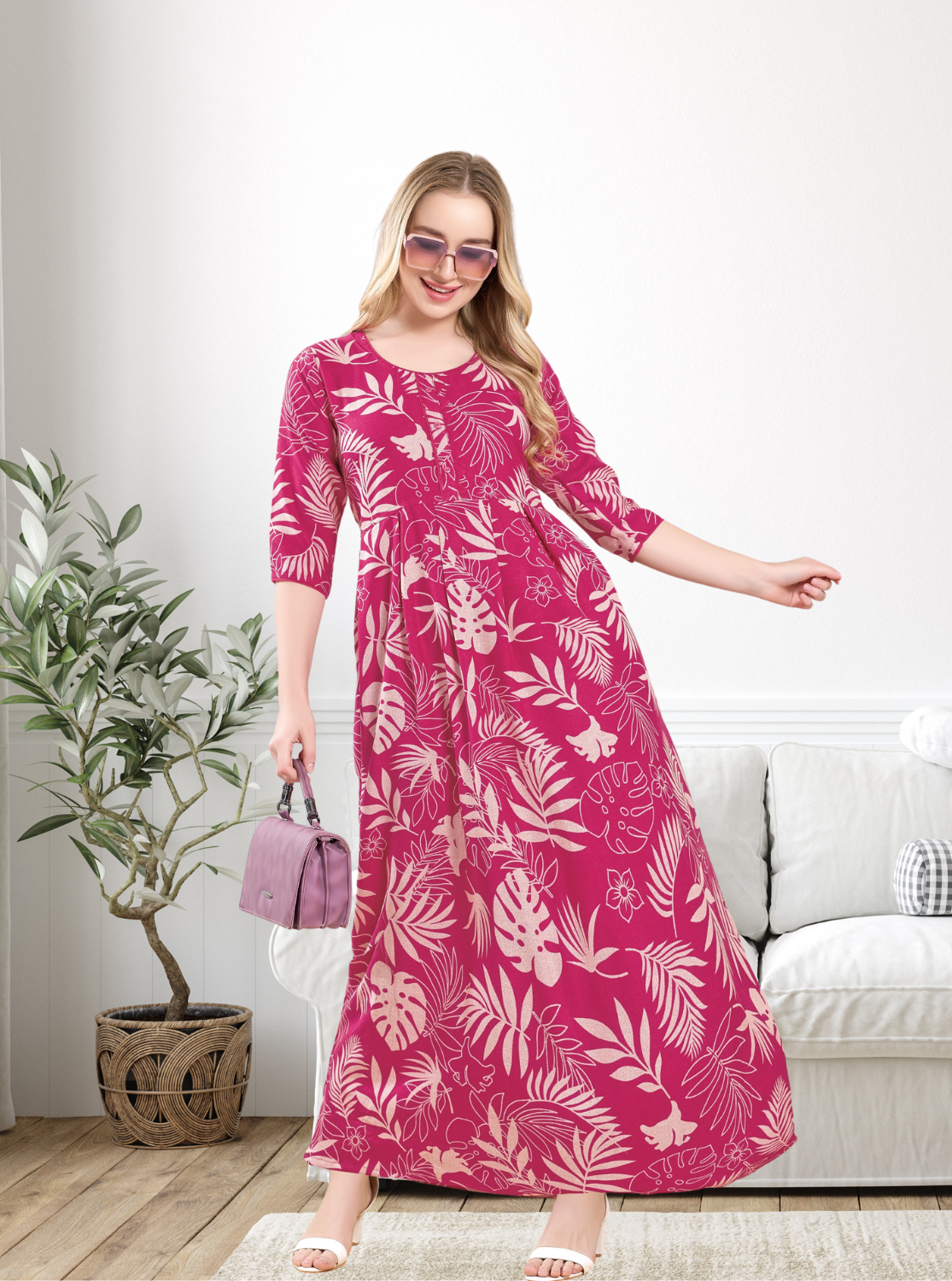 Alpine KURTI Style | Beautiful Stylish KURTI Model | Long 3/4 Sleeve & Side Pocket | Fresh Collection's for Stylish Women's (MKA(3/4)